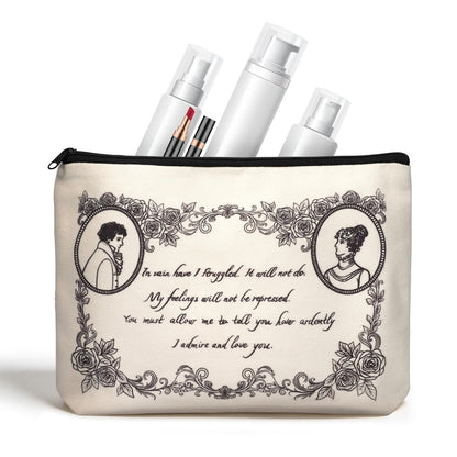S&ZG Literary Classic Novel Makeup Bag, Jane Austen Gifts, Cute Merch Travel Small Makeup Bag for Purse, Book Lover Gifts for Women