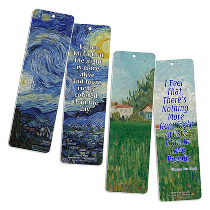 Loving Vincent Van Gogh Inspiring Quotes Bookmarker Cards (36-Pack) - Cool Book Classical Painting Art Print Decal - Stocking Stuffers Gifts for Men Women Teens Thanksgiving Christmas