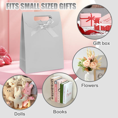 Patdefie Gift bags 4pcs Medium Size 7×4×10 inch Gift Bags with Handles For Party,Birthday,Favor,Weddings,Other Occasion (silver)