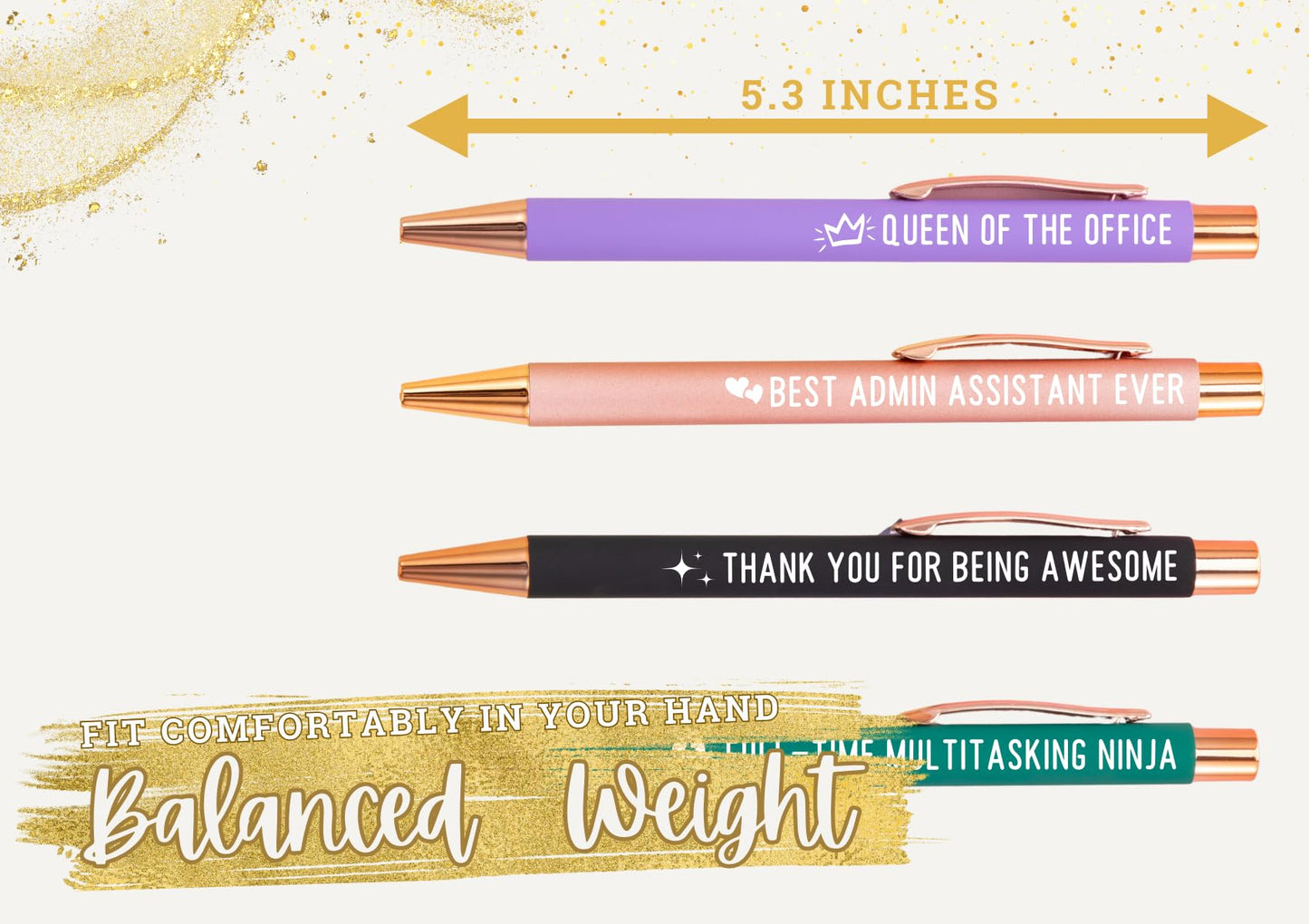 InnoBeta Administrative Professional Day Gifts for Women Ballpoint Pen Set of 4, Funny Administrative Assistant Secretary Office Gifts, Funny Office Work Tools for Admin professionals - Best Ever