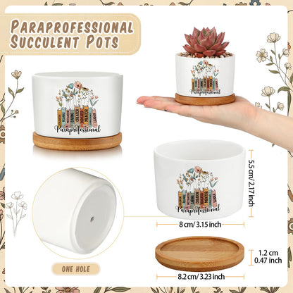 Havawish 6 Pcs Paraprofessional Appreciation Gifts, para Teacher Appreciation Gifts, Ceramic Succulent Planter Pots Mini Porcelain Plant Containers for Nurse Birthday Graduation, Plants Excluded