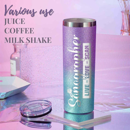 Onebttl Sonographer Gifts for Women, Sonography Ultrasound Tech Radiology Gifts, 20oz Engraved Stainless Steel Insulated Skinny Tumbler