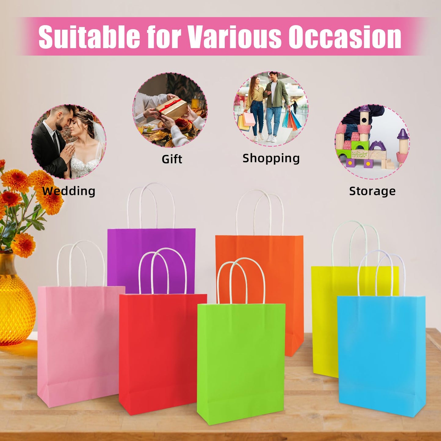 YADIAN 12 Pieces Kraft Paper Party Favor Gift Bags with Handle, Blue Gift Bags Small Size for Halloween, Christmas, Birthday, Wedding and Party Celebrations
