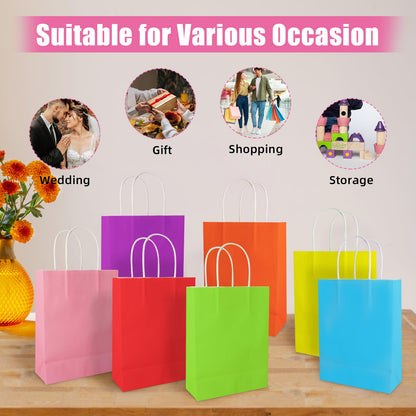 YADIAN 12 Pieces Kraft Paper Party Favor Gift Bags with Handle, Blue Gift Bags Small Size for Halloween, Christmas, Birthday, Wedding and Party Celebrations
