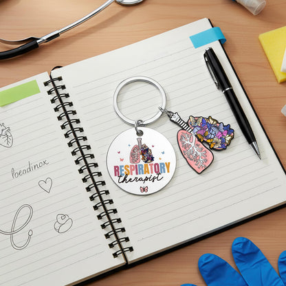 Respiratory Therapist Accessories Gifts - Butterflies Lung Therapy Keychain for Women Men Student Radiology Technologist Graduation Birthday Christmas RT Week Retirement Appreciation Gift