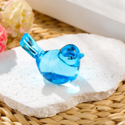 Arikyrist Handmade Glass Blue Bird Gifts for Bird Lovers Women Men, Art Glass Birds Collectible Figurines for Desk Table Home Office Decoration