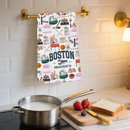 TSOTMO Lobster Gift Boston EST 1630 Massachusetts Kitchen Towel Massachusetts Travel Boston State Trip Gift for Travelers (Boston Towel)