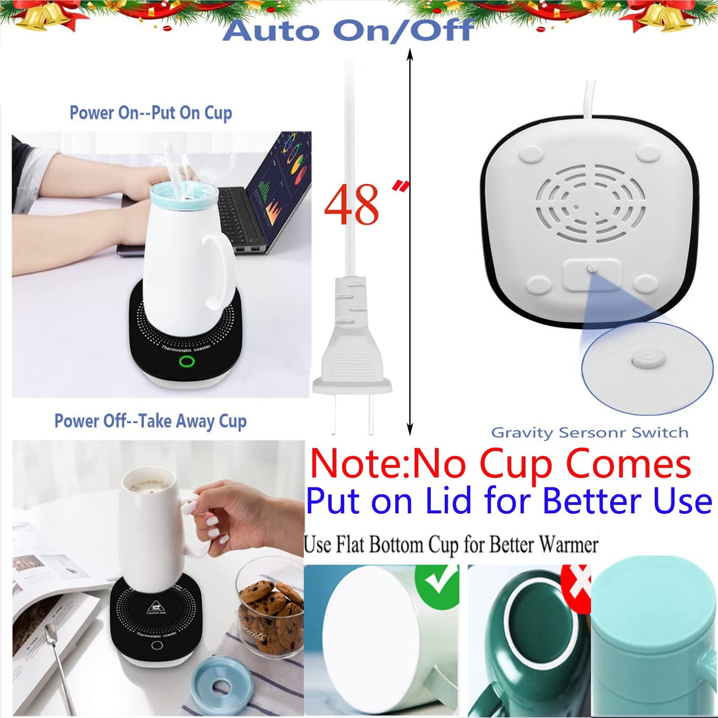 Coffee Mug Warmer for Desk with Auto Shut Off, Coffee Cup Warmer for Desk Office Home-Coffee Gifts