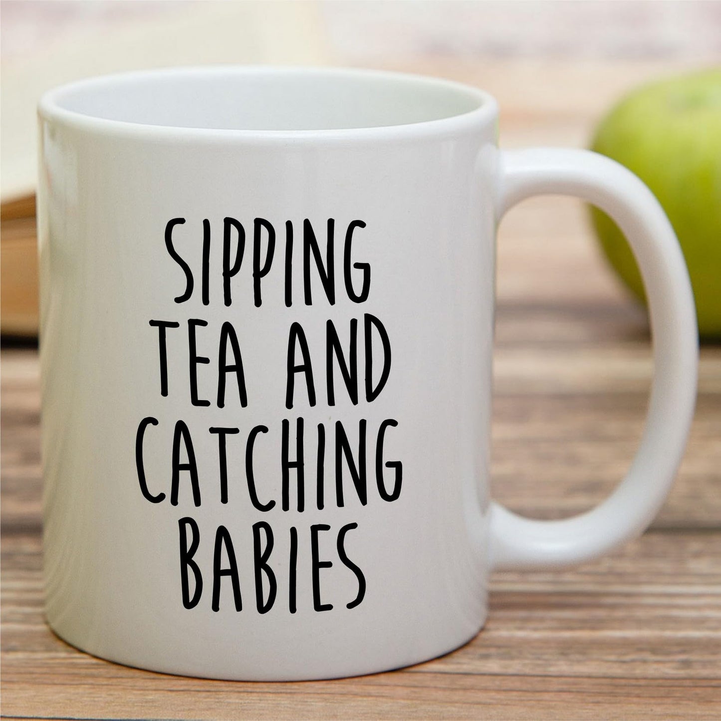Retreez Funny Midwife Mug - Sipping Tea and Catching Babies Mug - 11 Oz Ceramic Coffee or Tea Cup - Appreciation, Thank-you, Birthday Gift for Midwife, Labor & Delivery Coach, OB Nurse, Coworkers