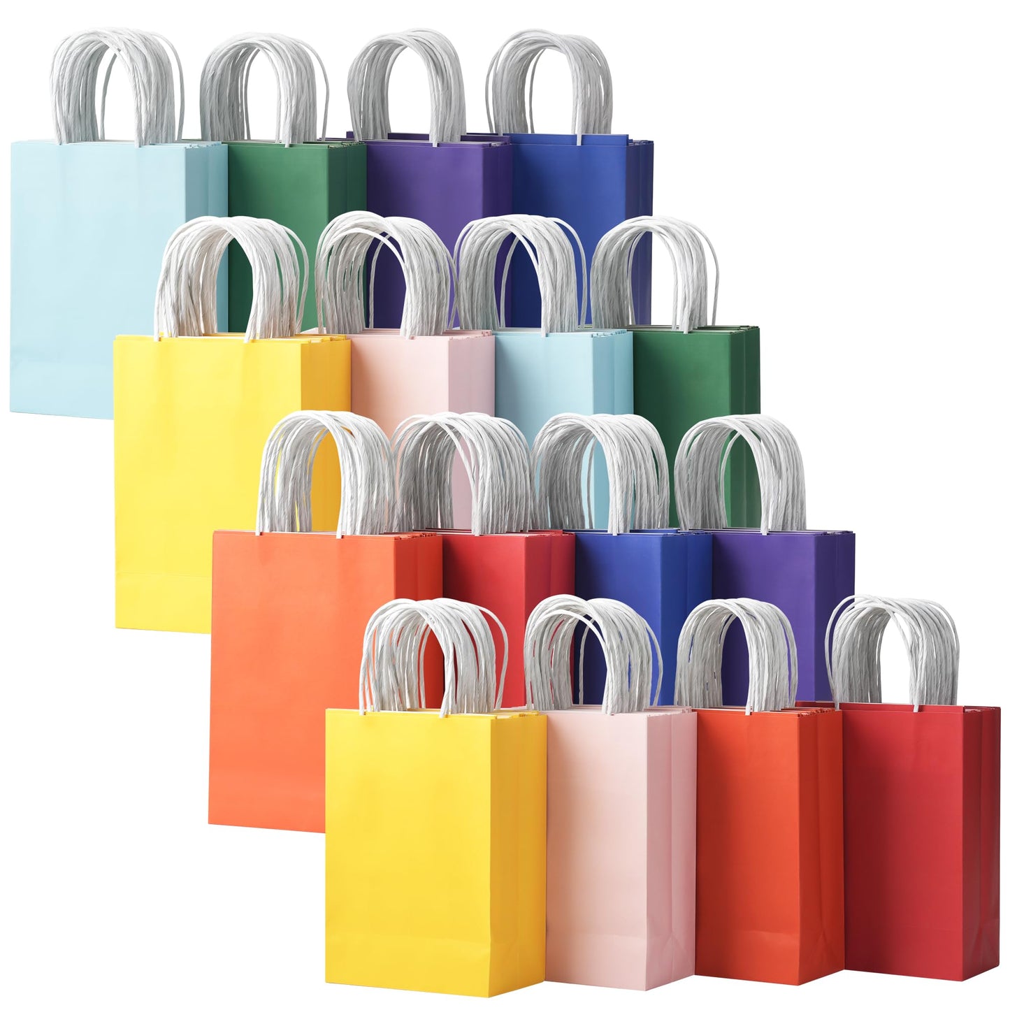 32 Pack Paper Gift Bags with Handles, 5.8"×3.2"×8.25" Party Favor Bags, Gift Bags, Small Gift Bags with Handles, Party Bags, Small Goodie Bags Bulk for Birthday, Crafts, Wedding, Party Supplies (8 Colors)