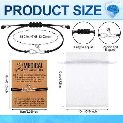 Equsion 24 Set Medical Assistant Bracelet Gifts with Blessing Card and Bag for Medical Assistant Students Practitioner Ma Rn Assist Healthcare Work Cna Week Nurse Day Birthday Party Favor Gifts