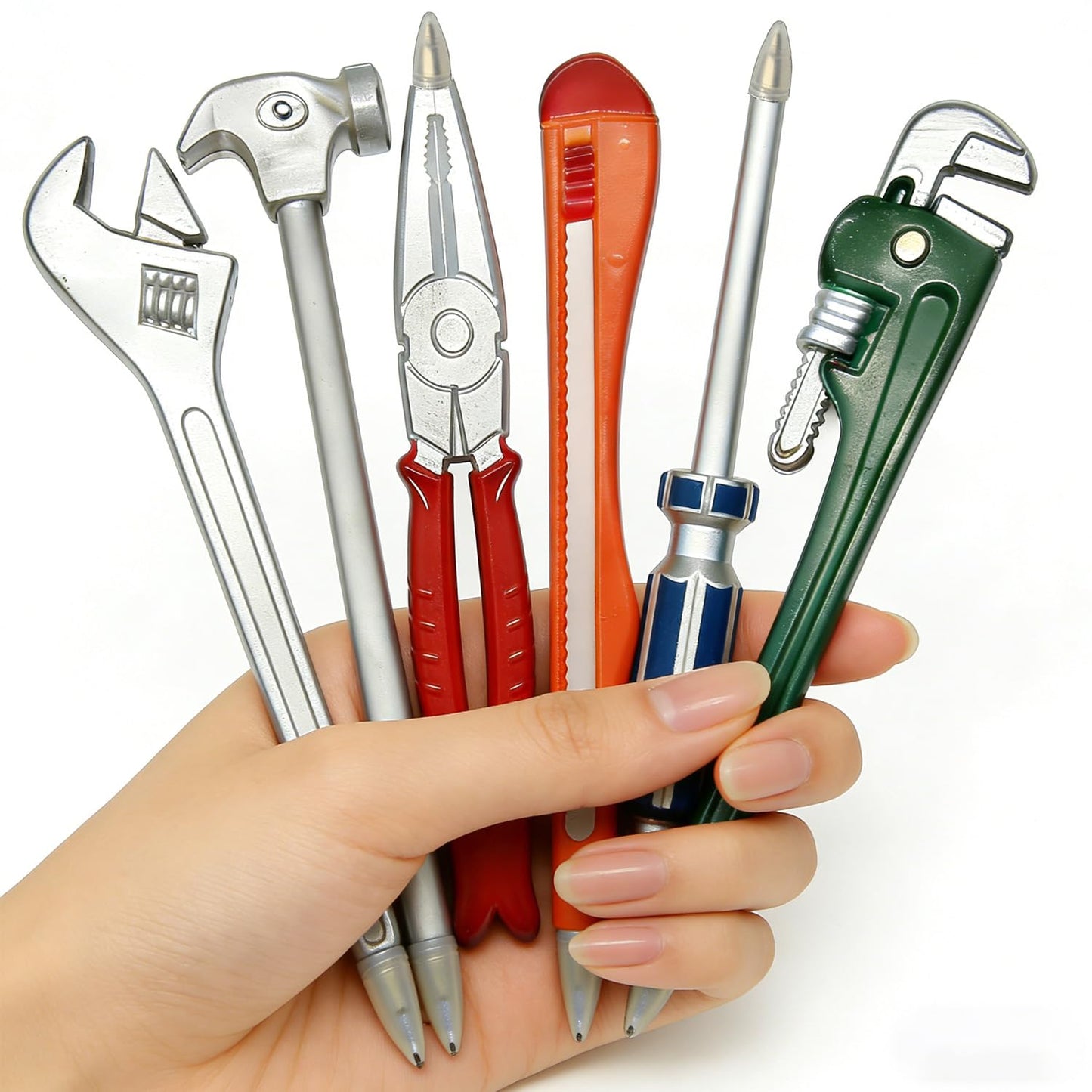 Funny Pens Desk Toys Novelty Pens for Adults - 6 Pcs Construction Tool Shaped Ballpoint Pen Set, Cool Office Supplies & Unique Gifts for Men, Coworkers, Dads, Home & Office Use