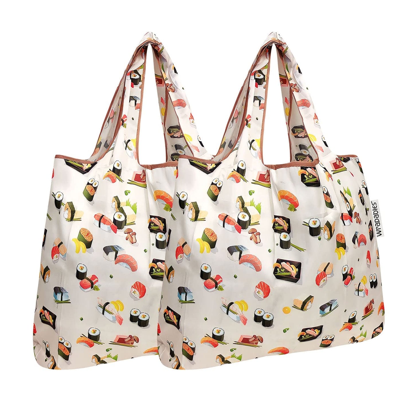 allydrew Foldable Tote Nylon Reusable Grocery Bag (Set of 2), Sushi