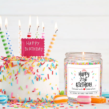 Homsolver 21st Birthday Gift for Her, Perfect Ideas Happy Birthday Presents for Women, Friends, Sister, Daughter, Vanilla Cream Scent Handmade Aromatherapy Candle Decorations