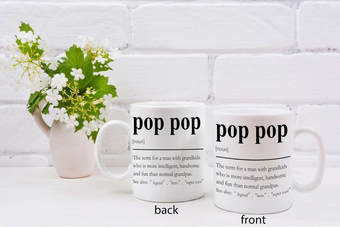 QASHWEY Pop Pop Mug, Grandpa Pop Pop Gifts from Grandkids Coffee Mug, Grandpa Mugs, Fathers Day Christmas Mugs Tea Cup Gifts for PopPop Grandpas, PopPop Definition Coffee Cups Ceramic 11oz