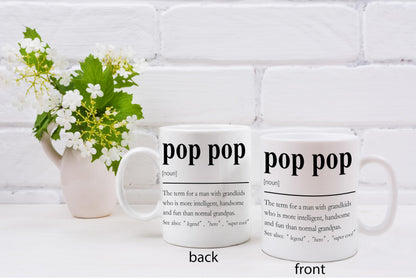 QASHWEY Pop Pop Mug, Grandpa Pop Pop Gifts from Grandkids Coffee Mug, Grandpa Mugs, Fathers Day Christmas Mugs Tea Cup Gifts for PopPop Grandpas, PopPop Definition Coffee Cups Ceramic 11oz