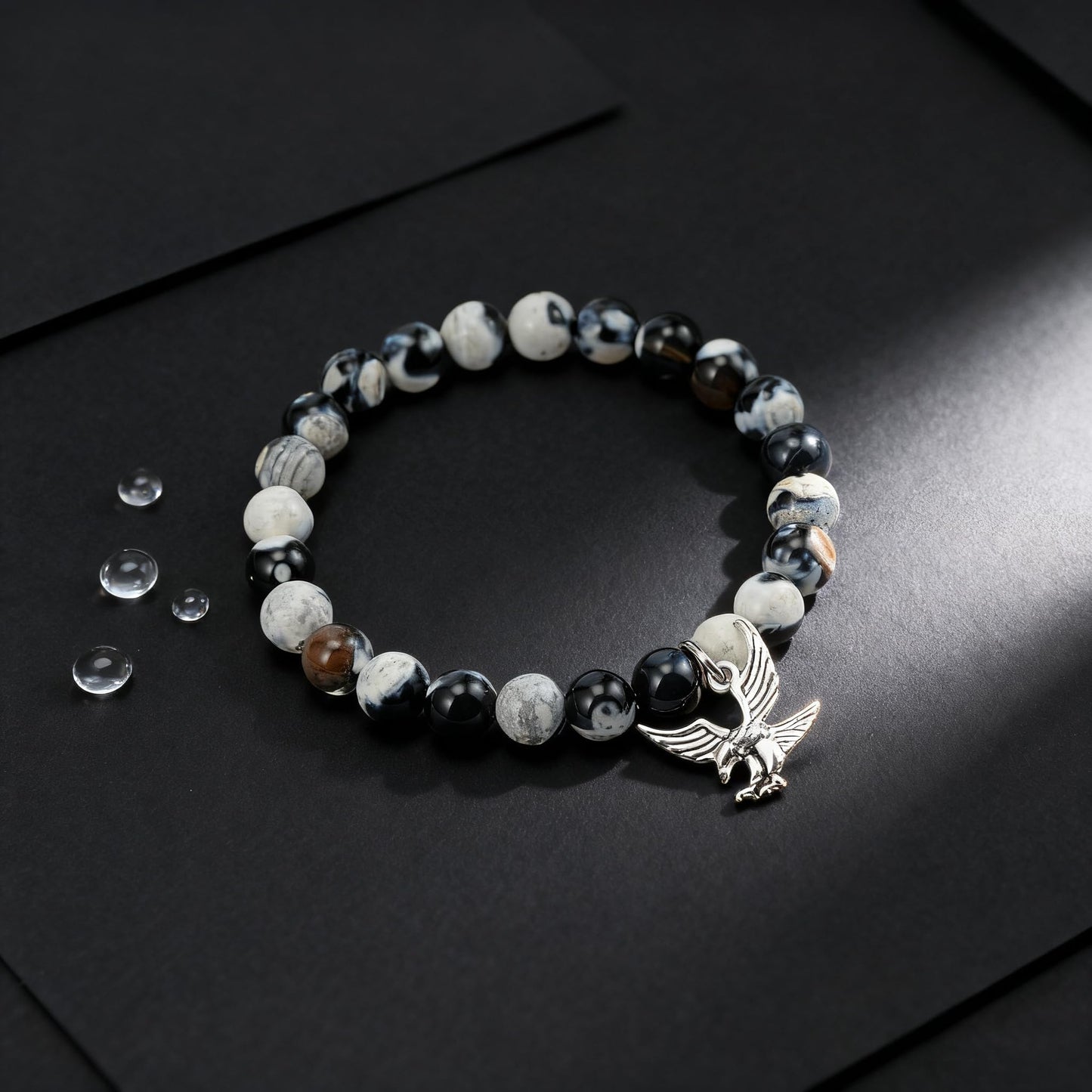 LIUANAN Eagle Scout Gifts, Natural Stone Beaded Bracelets for Men and Women, Bald Eagles Jewelry, Bird Lover Gifts, Friendship Bracelet