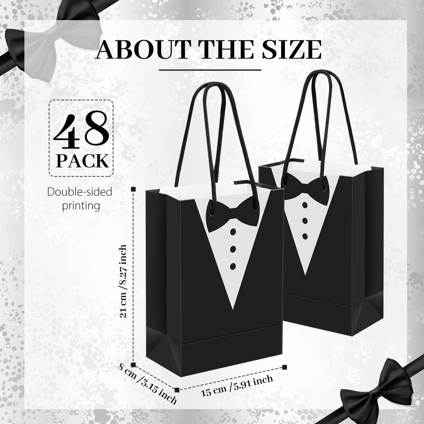 Yexiya 48 Pieces Groomsmen Gift Bags Tuxedo with Handle Groomsmen Paper Gift Bags for Wedding Party Favor Anniversary Supplies