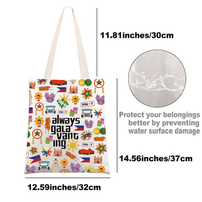 G2TUP Filipino Tote Bag Philippines Travel Bag Philippines Souvenir Gifts Filipinos Shoulder Bag Always Galavanting Gift
