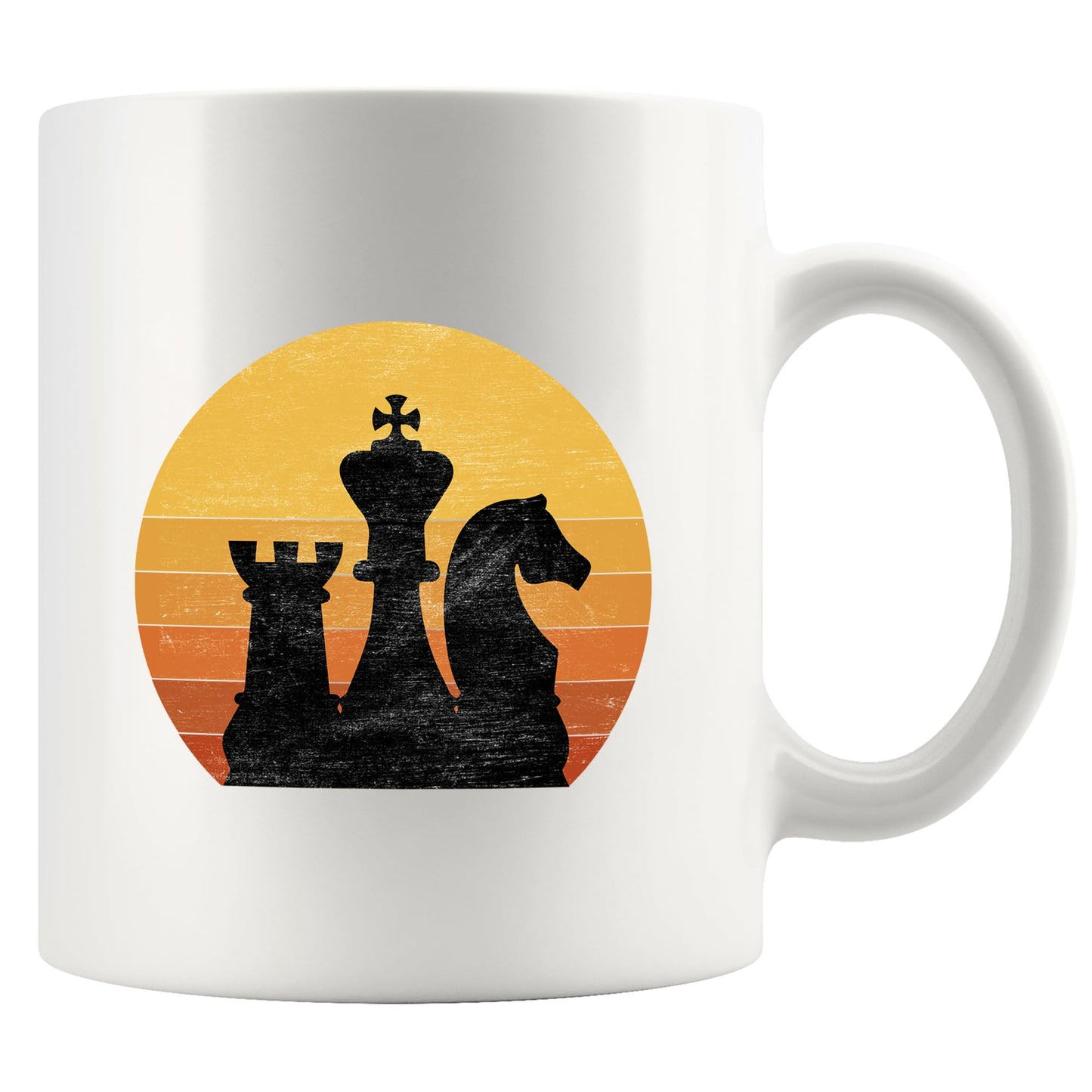 Panvola Vintage Chess Retro Sunset Retro Chess Gifts Player Coach Board Game Lover Dad Boyfriend Husband Brother Grandpa Uncle Novelty Drinkware Ceramic Mug 11 oz White