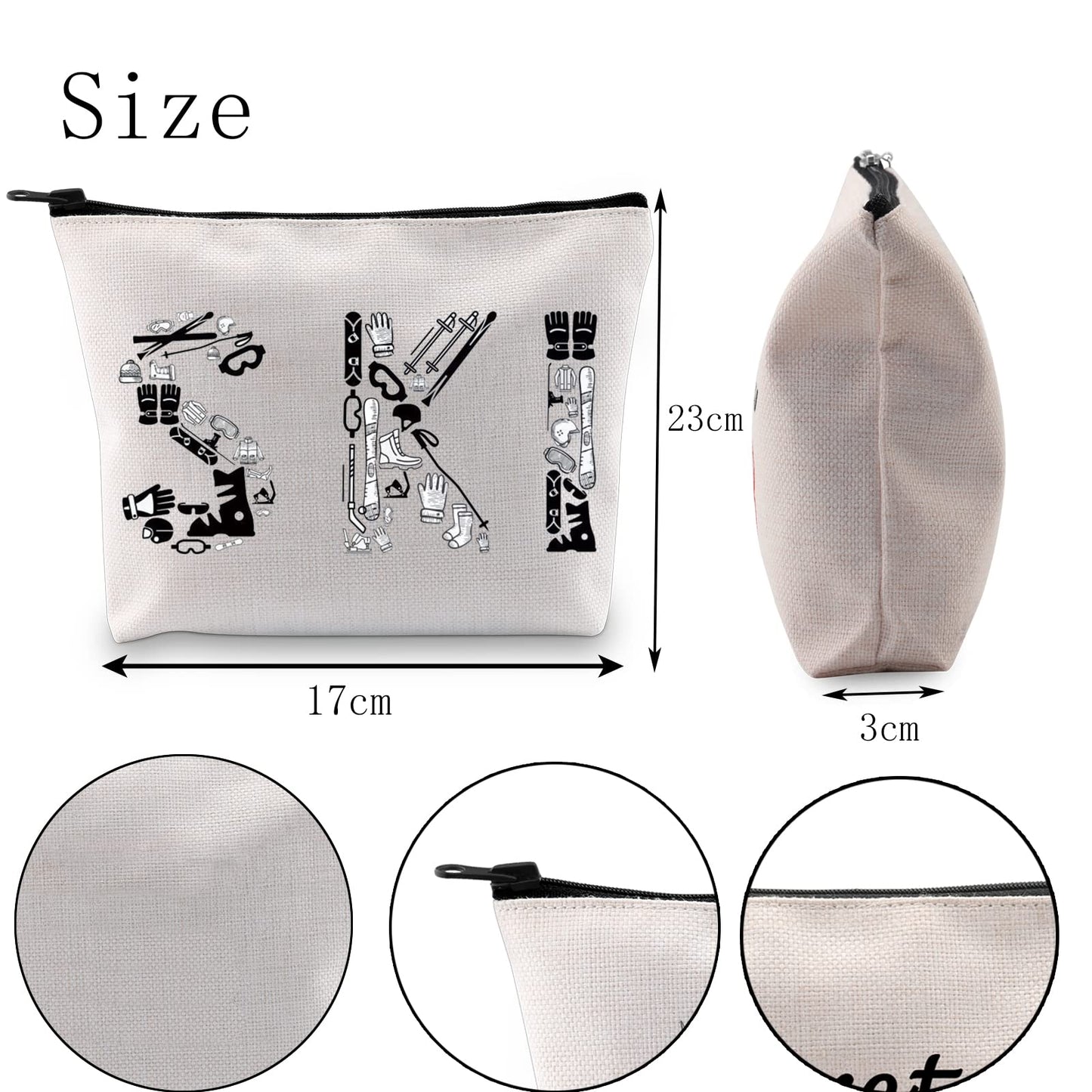 POFULL Winter Sport Gift Skiing Cosmetic Bag For Ski Lover Snow Skiing Gift (SKI Cosmetic Bag)