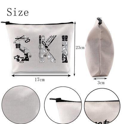 POFULL Winter Sport Gift Skiing Cosmetic Bag For Ski Lover Snow Skiing Gift (SKI Cosmetic Bag)
