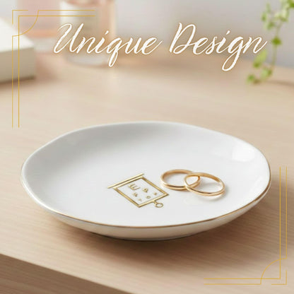 InnoBeta Optometry Gifts for Women Optometrists, Ophthalmology Gifts for Eye Doctors - 4.75" Handcrafted Ceramic Ring Dish with Gold Trim, Decorative Trinket Dish for Rings Earrings