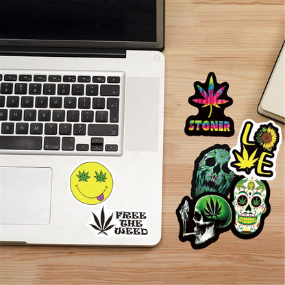 Weed Stickers for Adults, 50PCS Plant Vinyl Waterproof Marijuana Sticker Decals for Skateboard Water Bottles Bikes Luggage Etc.