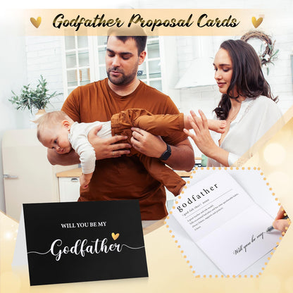 Reallnaive 6 Pcs Godfather Proposal Gift Will You Be My Godfather Gift Box Set Includes Wine Glass Bracelet Keychain Card Socks for God Father Uncle from Godchild Baptism Easter Father's Day(Classic)