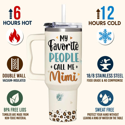 Mimi Gifts From Grandchildren - Mothers Day Gifts For Mimi - Christmas Birthday Gift - Gift For Grandma - 40Oz Tumbler With Handle