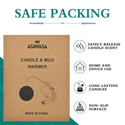 ASAWASA Candle Warmer for Large Jar, Coffee Mug Warmers, Safely Releases Scents Without a Flame, Melt The Candle Quickly, Enjoy Your Warm Coffee Tea. Gifts for Festival Birthday Women Men Mom Dad