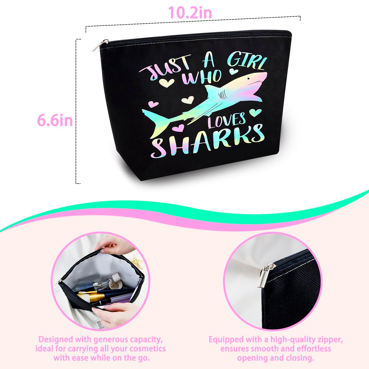 Shark Gifts for Women Sharks Themed Gifts for Women Shark Bag Sharks Week Bag Travel Toiletry Bags Graduation Gift Ideas for Daughter Sister Bestie Friends