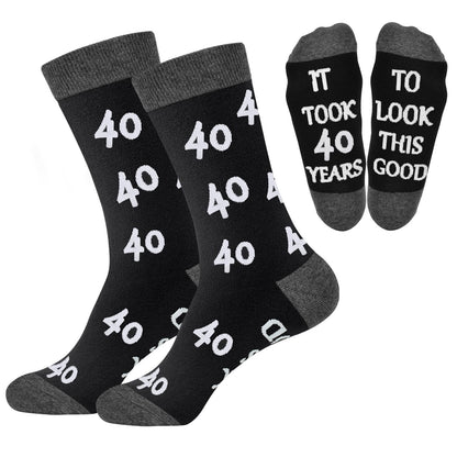 40th 50th 60th Birthday Gifts For Him, Men 40th 50th 60th Birthday Decorations, Cool Gifts Funny Crews Black Cotton Socks