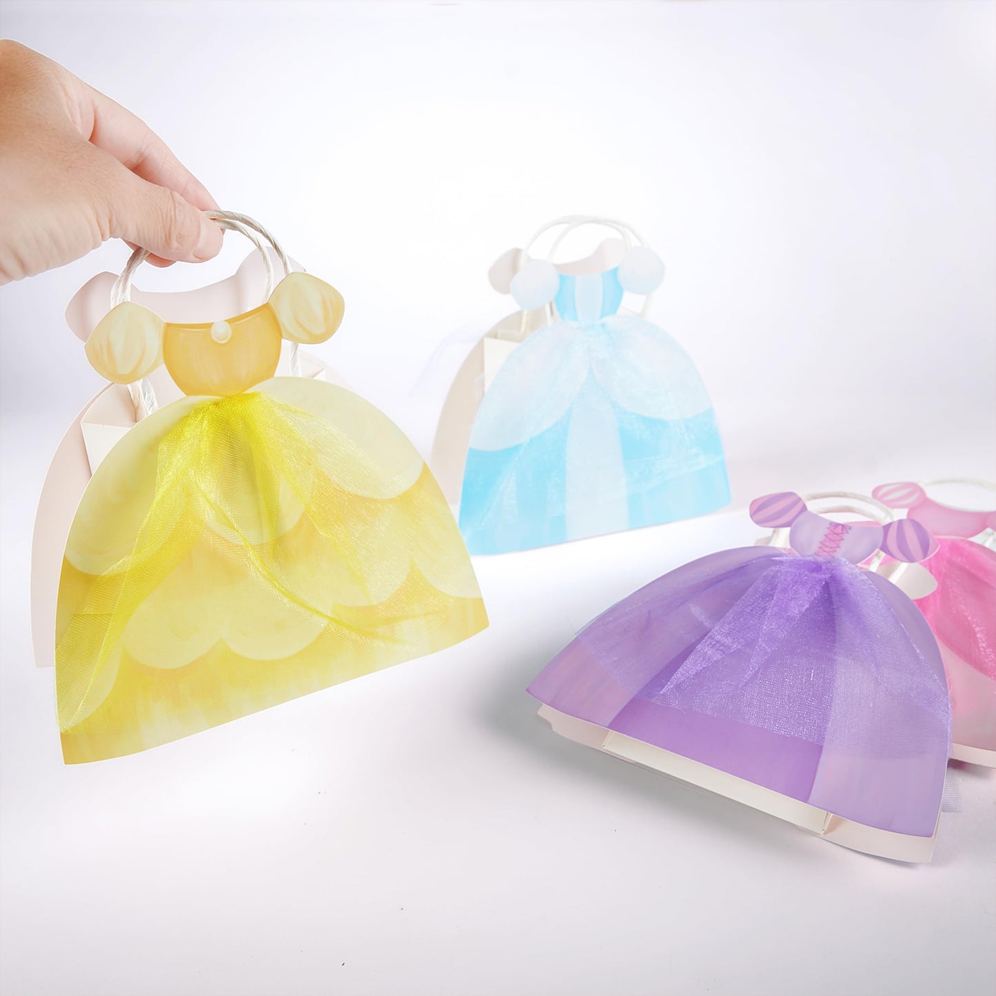 Cheerland Princess Party Gift Bags Cute Dress Bag Gown Shaped Goodie Treat Bag Royal Theme Decorations for Baby Shower Gender Reveal Sleepover Princess Themed Girls Birthday Party Favor Supplies 8pcs