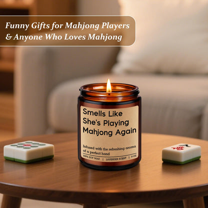 LEADO Funny Playing Mahjong Candle, Mahjong Gifts for Women - Mah Jongg Accessories, Gifts for Mahjongg Players & Lovers - Mahjongg Party Supplies, Birthday Decorations for Friend, Hostess, Mom, Girls