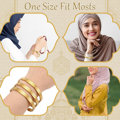Tondiamo 15/30 Set Eid Al-adha Ayatul Kursi Bracelets Bulk Ramadan Eid Mubarak Gifts for Women Muslim Quran Allah Bangle Arabic Calligraphy Cuff Bracelet Islamic Jewelry with Bag for Party