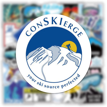 Winter Skiing Stickers Pack - 50 Colorful Ski Cartoon Stickers for Flasks, Laptops, Water Bottles, Cute Aesthetic Vinyl Waterproof Graffiti Decals for Kids, Teen Girls, Adults