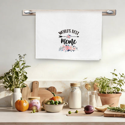 Meme Gifts Kitchen Towels, Mother's Day Christmas Birthday Gifts for Grandma from Grandkids Hand Towels Bathroom Decor, World's Best Meme Dishcloths Dish Towel for Kitchen 16x24 Inches