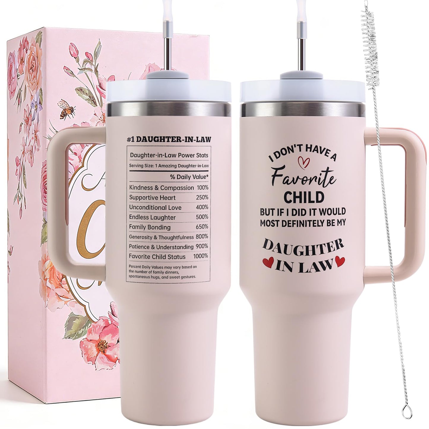 Mothers Day Gifts for Daughter in Law Tumbler with Handle 40oz - Daughter in Law Mug Birthday Gifts，Mother’s Day Birthday,Christmas