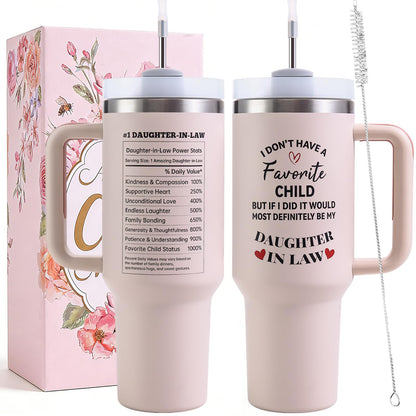 Mothers Day Gifts for Daughter in Law Tumbler with Handle 40oz - Daughter in Law Mug Birthday Gifts，Mother’s Day Birthday,Christmas