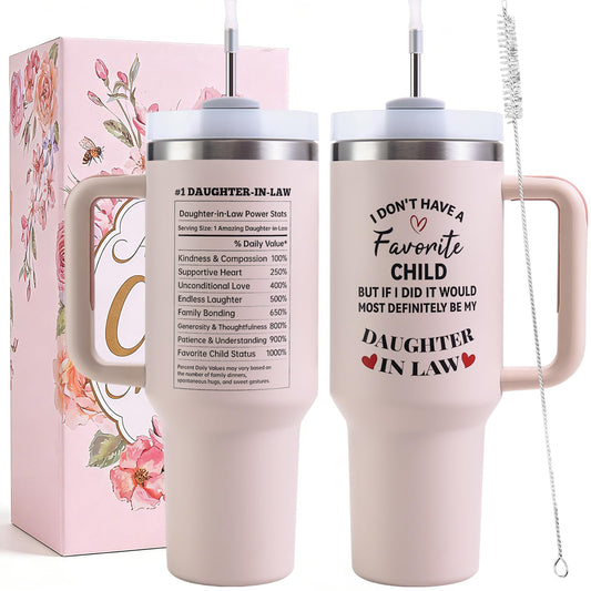 Mothers Day Gifts for Daughter in Law Tumbler with Handle 40oz - Daughter in Law Mug Birthday Gifts，Mother’s Day Birthday,Christmas