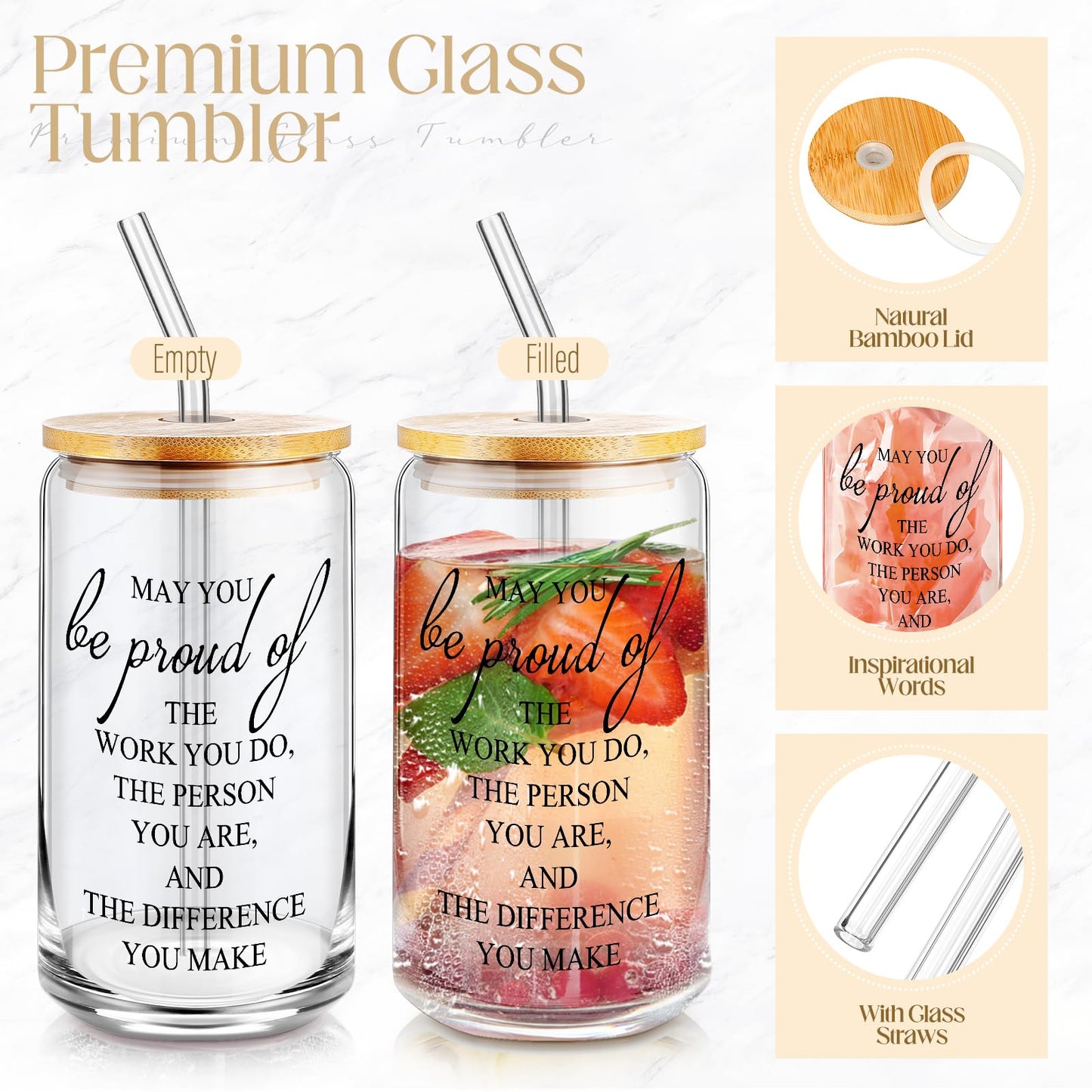 Funnymoom 6 Pcs CNA Week Gifts Bulk 2026 Nursing Assistant Appreciation Gifts for Women Difference Maker 17oz Glass Cup Makeup Bag Journal for Employee Coworker Graduation Favors(Marble,Pink)
