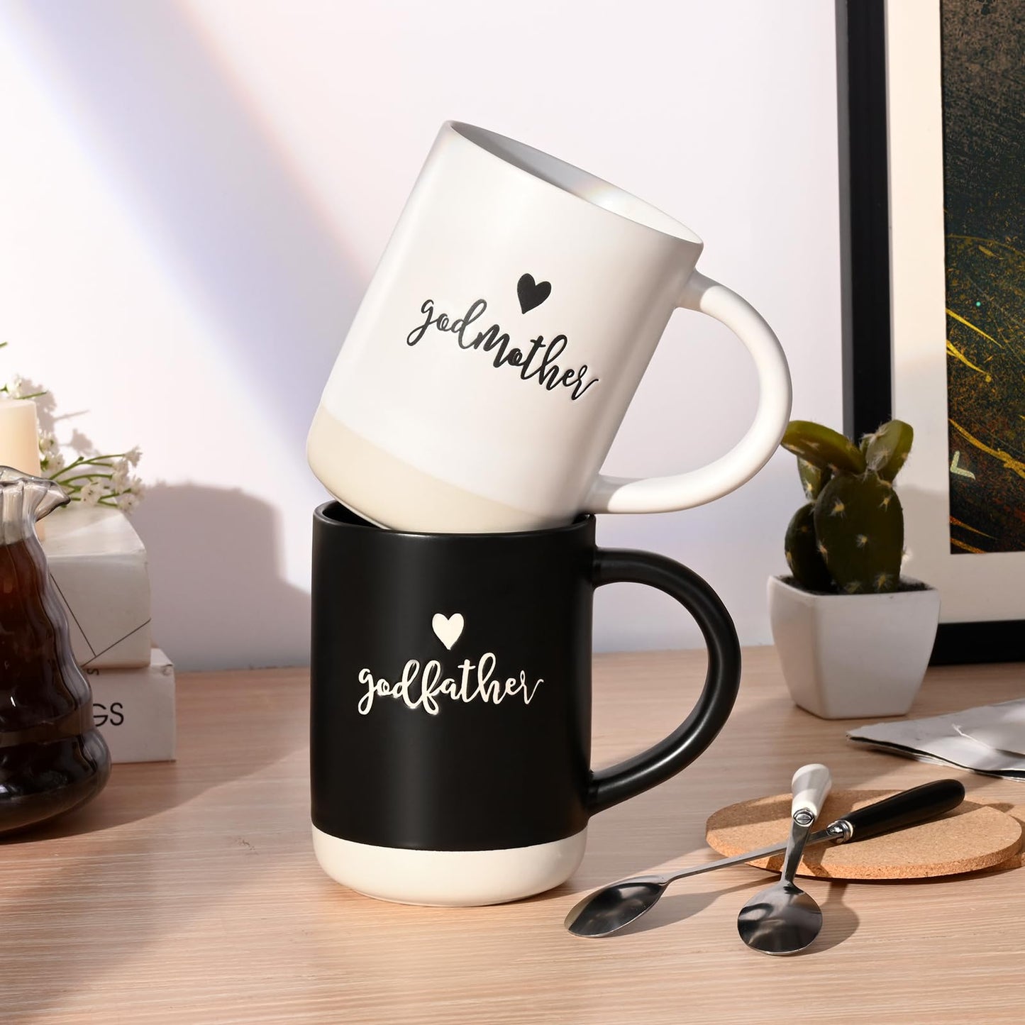YHRJWN Godparents Proposal Gift, Godparents Gifts from Godchild, Godmother Godfather Mugs, Will You Be My Godparents, Godmother Godfather Gifts, Christmas Birthday Gifts for Godparents, 16 Oz
