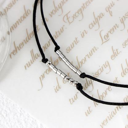 Ldurian Morse Code Bracelet, Dad Mom Brother Sister Daughter Son Friend Morse Code Bracelets, Adjustable String Matching Beads Secret Message Jewelry