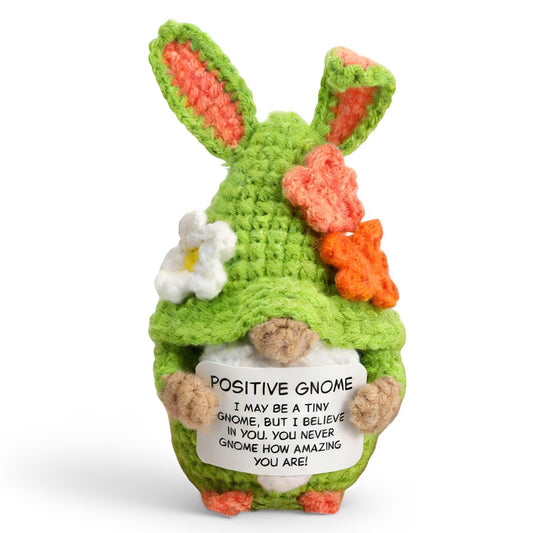 Easter Positive Gnome, Crochet Gnome, Emotional Inspirational Support Knitted Doll, Easter Basket Stuffer, Inspirational Gnome Gifts for Women
