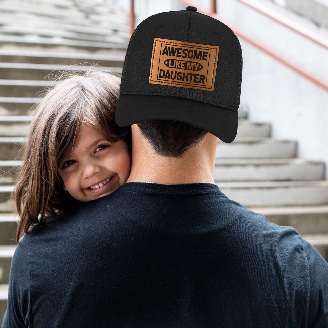 BETHEGIFT Fathers Day Gift for Dad from Daughter - Awesome Father Trucker Hat - Dad Birthday Gifts from Daughter - Adjustable Mesh Baseball Cap for Men, Papa, Stepdad