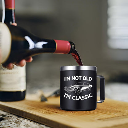 Abledn Birthday Gifts for Men - I'm Not Old I'm Classic Coffee Mug - Christmas Birthday Gifts for Men, Dad, Grandpa, Him, Husband (14oz, Black)