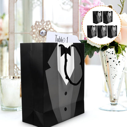 Groomsmen Paper Bags Tuxedo Bags for Wedding Groomsmen Anniversary, 5 Pack Party Favor 19 x 9 x 23cm