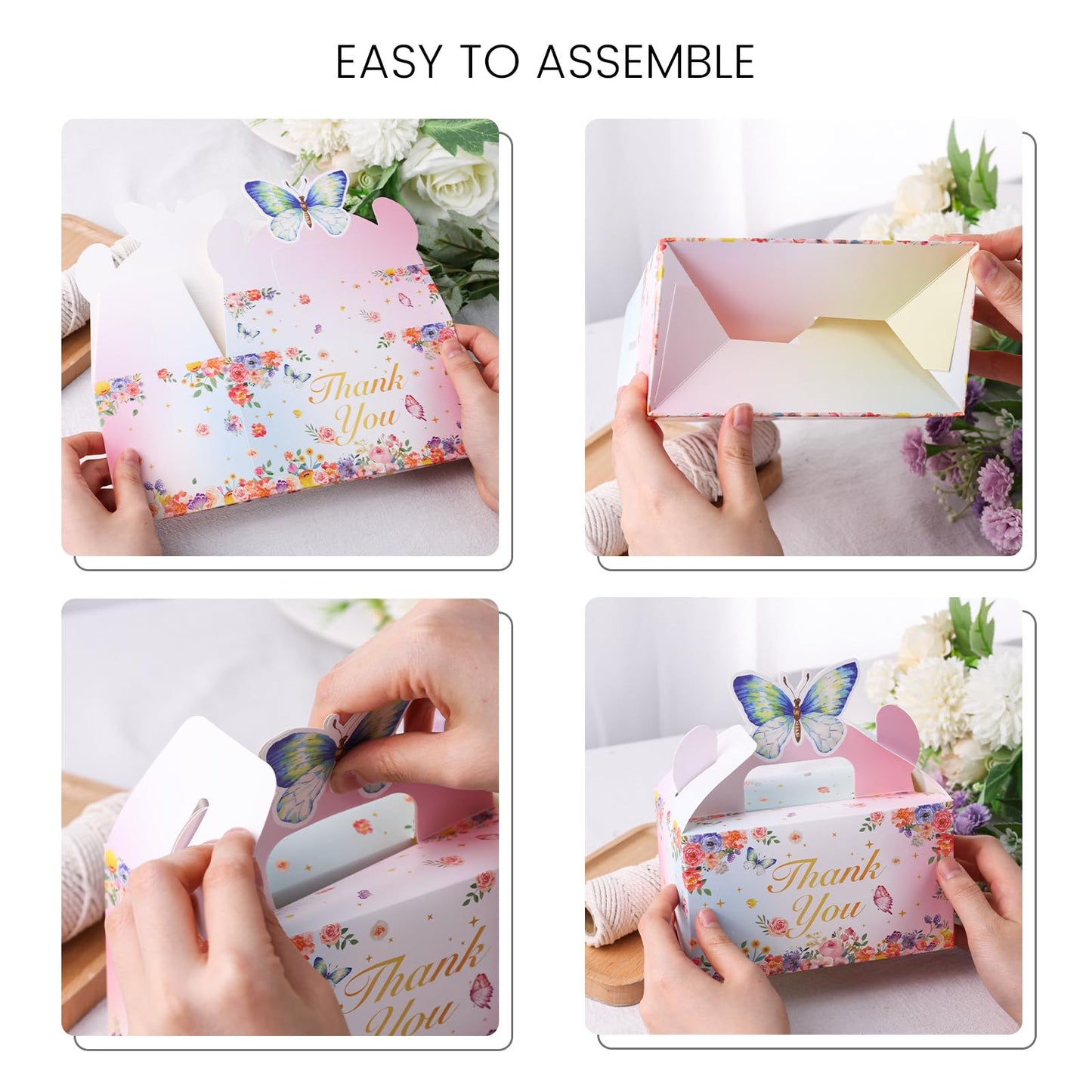 VGOODALL 12PCS Butterfly Party Favor Boxes, Goodie Gable Treat Box Paper Candy Containers for Birthday Baby Shower Wedding Party