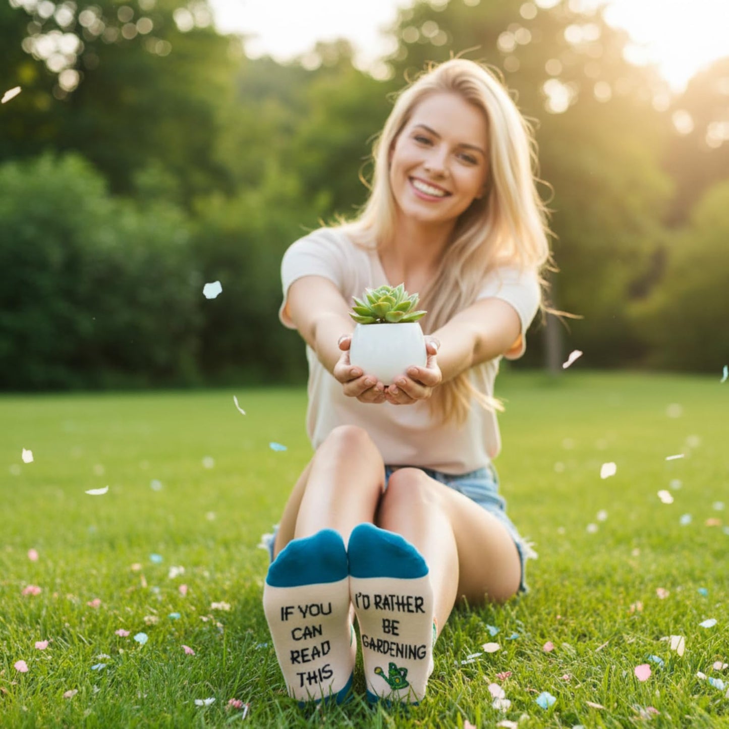 Zmart Plant Gifts - Funny Sunflower Plant Socks, Gardening Gifts for Women